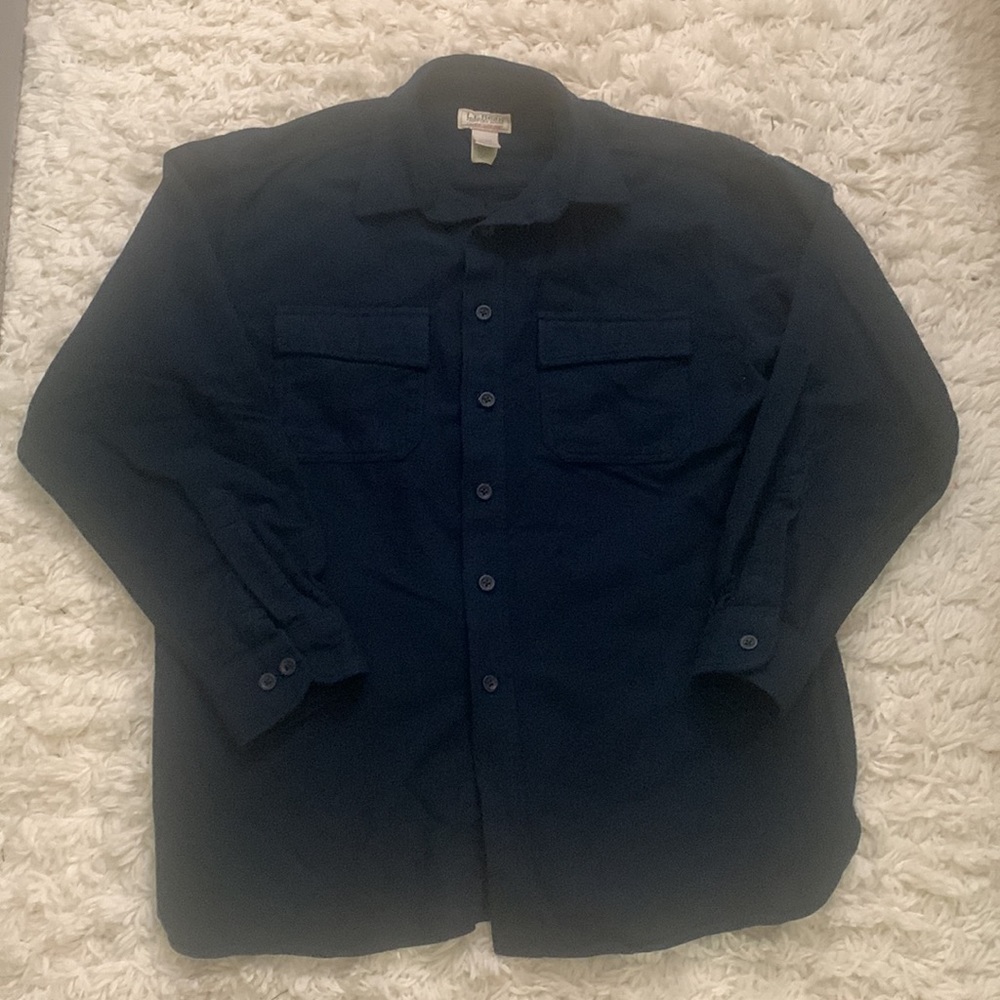 L.L. Bean Navy Blue Chamois Button Down Shirt